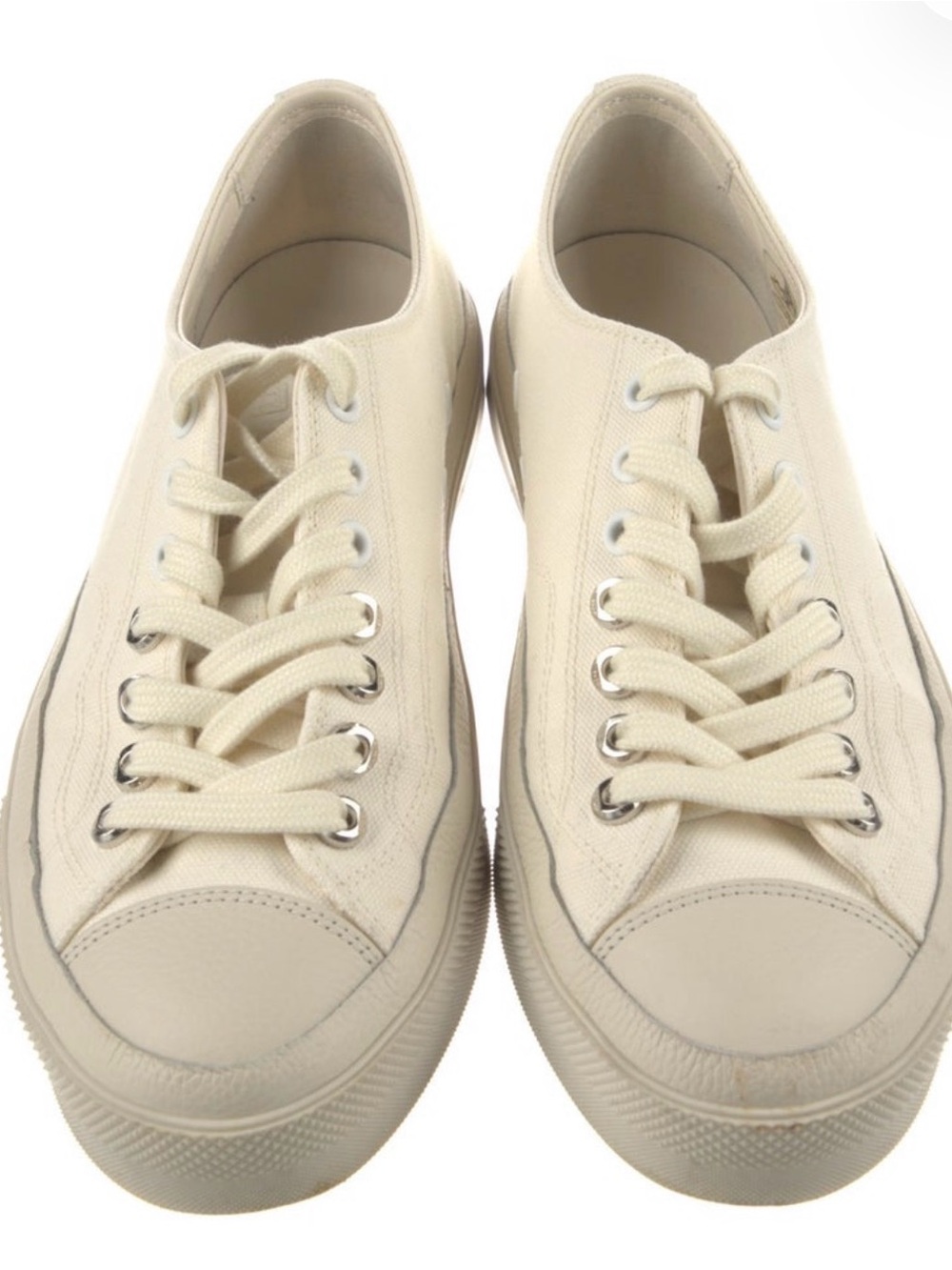 Givenchy Cream Low-Top Canvas Sneakers - Women's Lace-Up Trainers